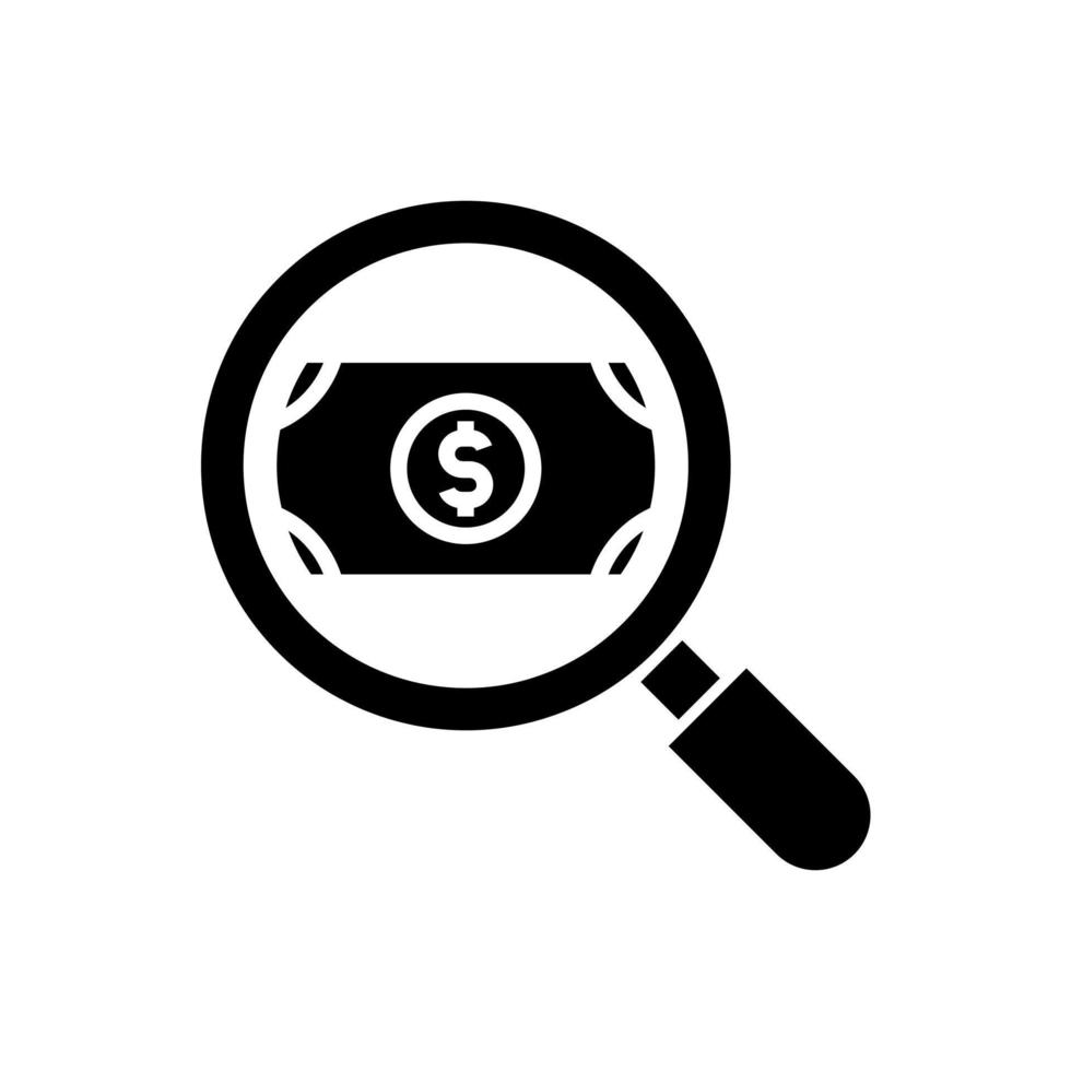magnifying glass with money icon vector