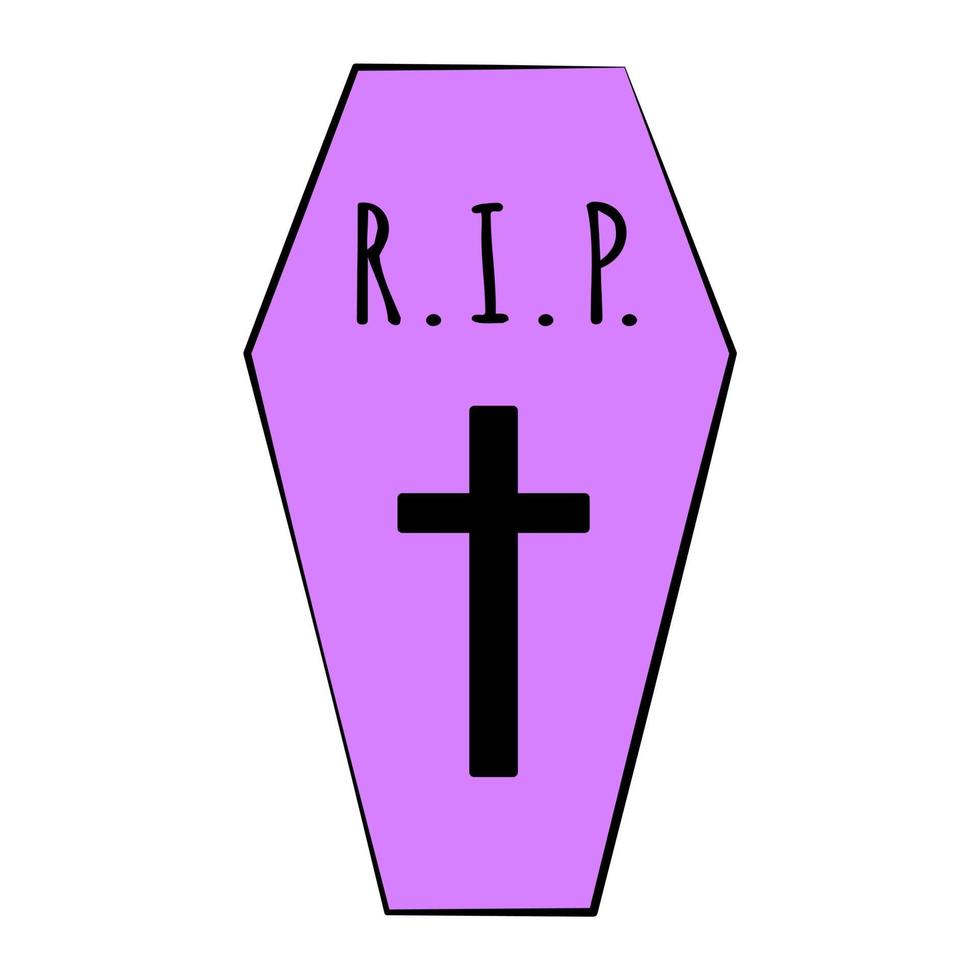 Purple Coffin Halloween Sticker or Temporary Tattoo vector