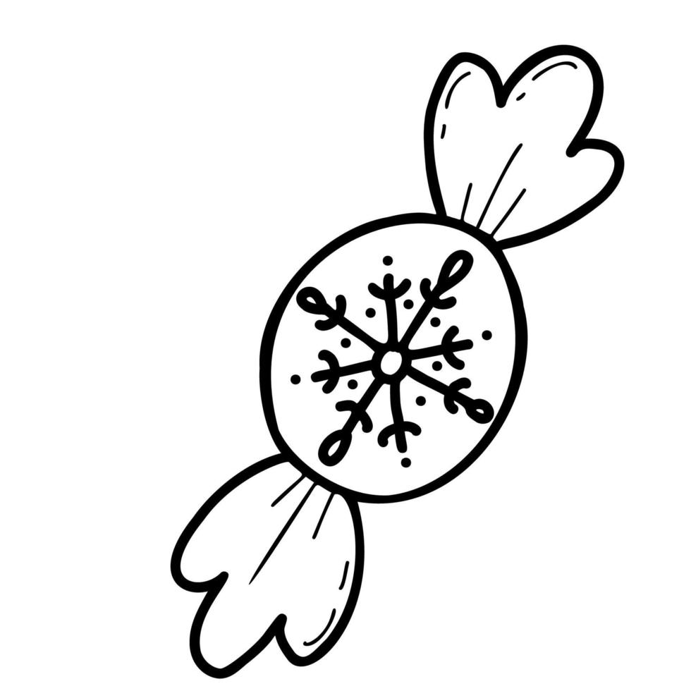 Sweetness. snowflake candy. Linear hand drawing vector