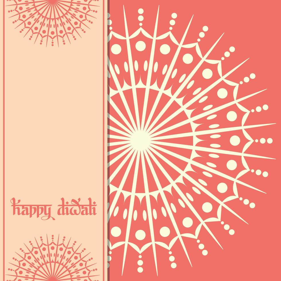 feliz diwali ornamental indio mandala arte estilo vector ilustración