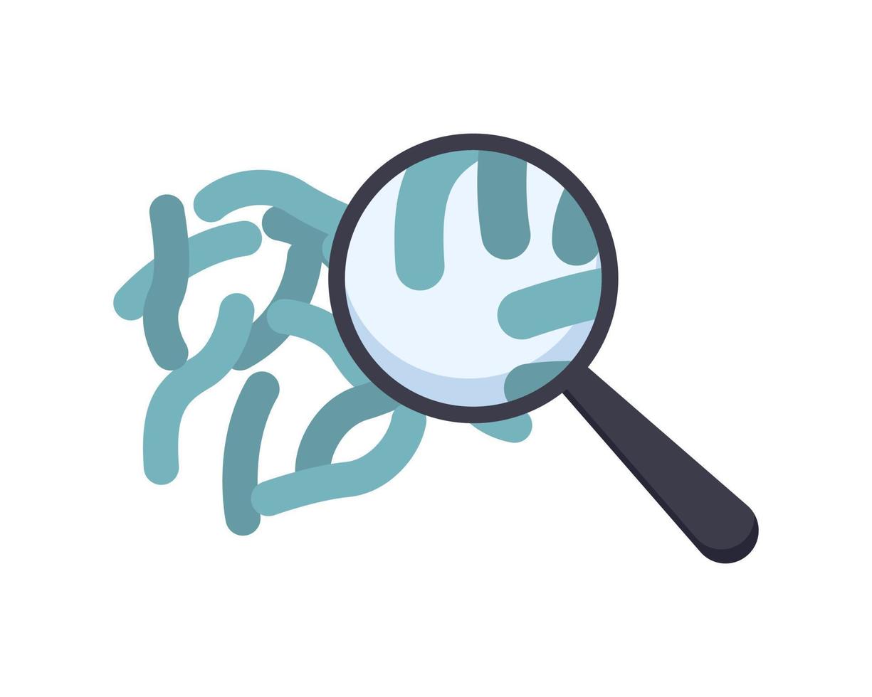 Tuberculosis bacterium and magnifying glass. Microbiology concept. vector