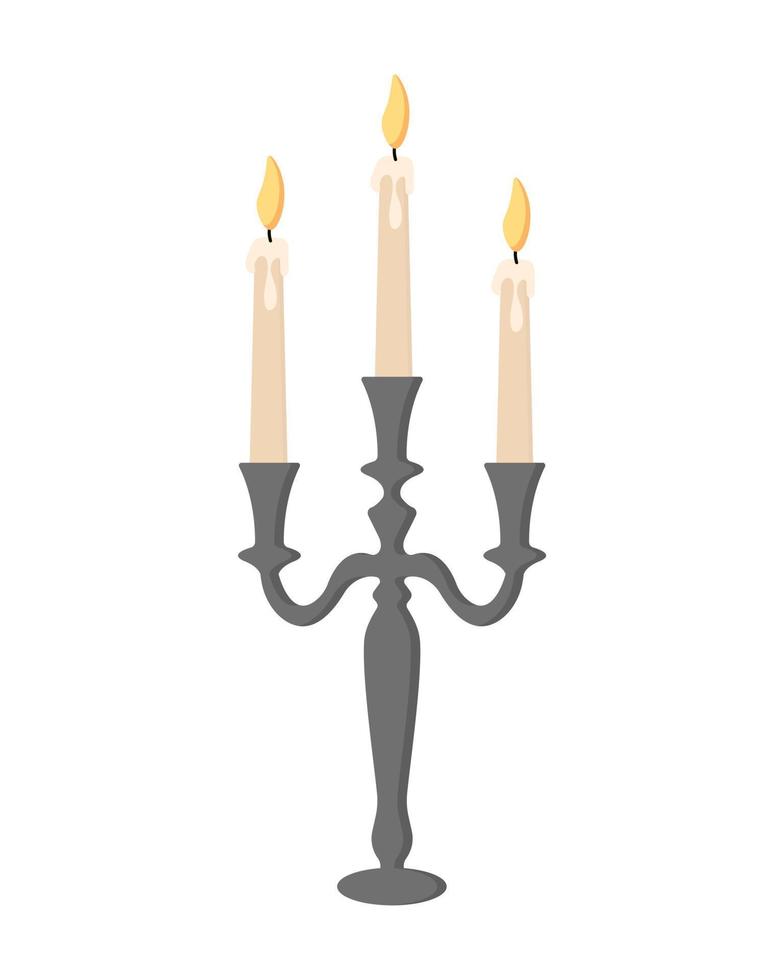 Candles in a candle holder for Halloween design. vector