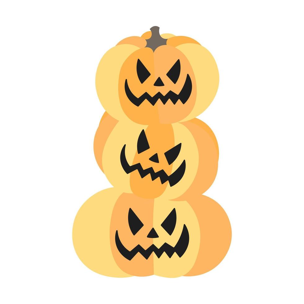 Jack-o'-lantern. Pumkins with faces for Halloween design. vector