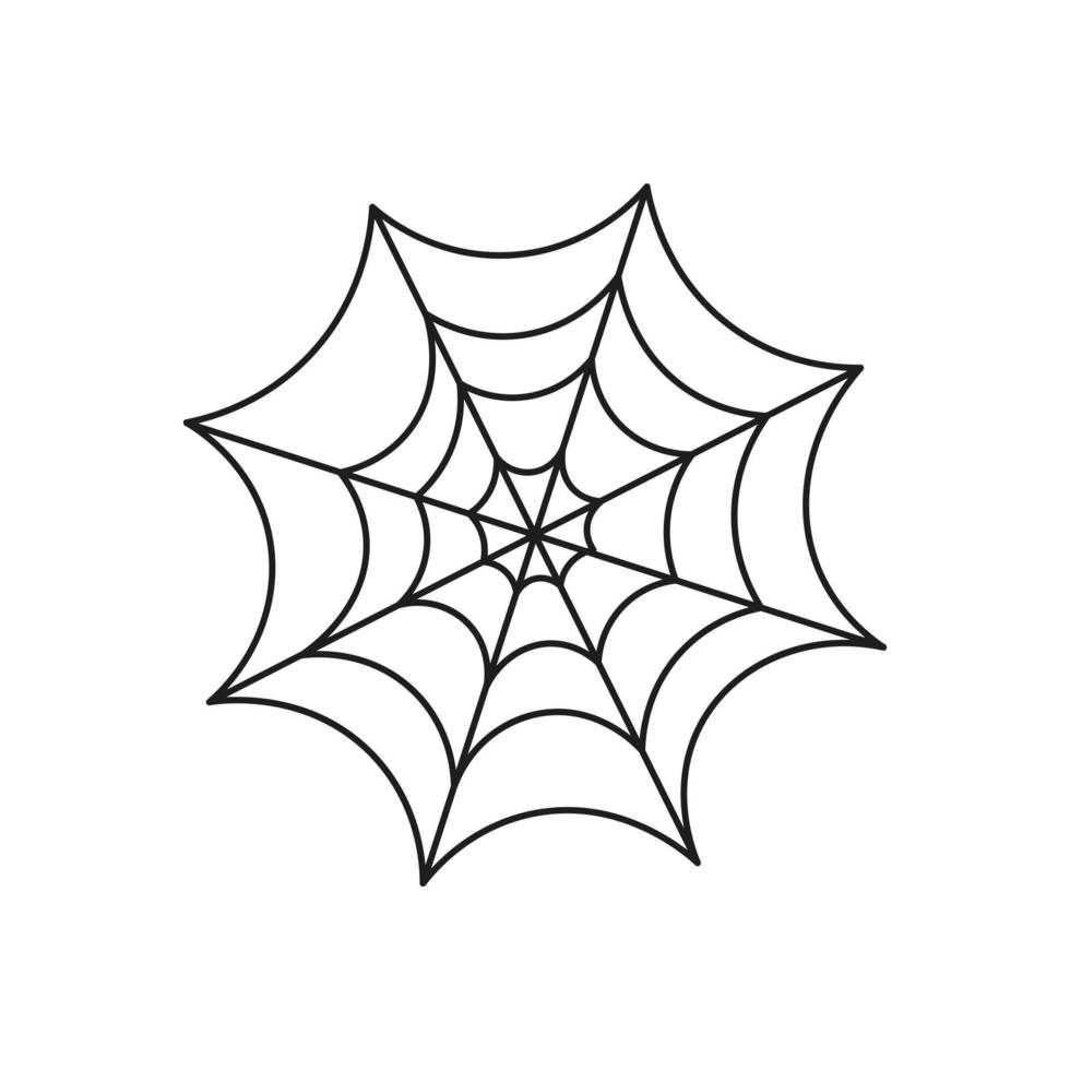 Spider web silhouette for Halloween design in cute cartoon style. vector