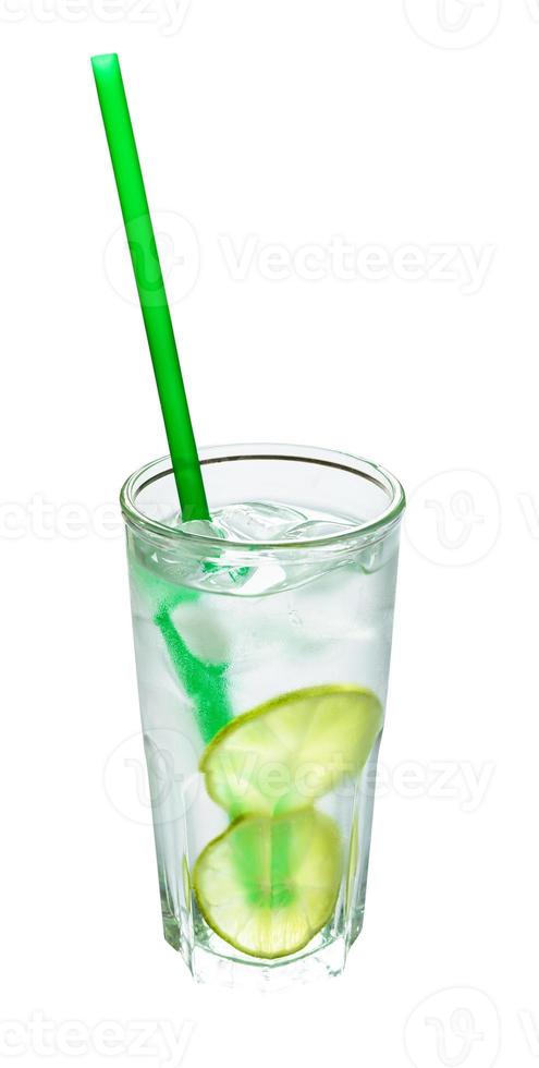 highball glass with prepared gin tonic cocktail photo