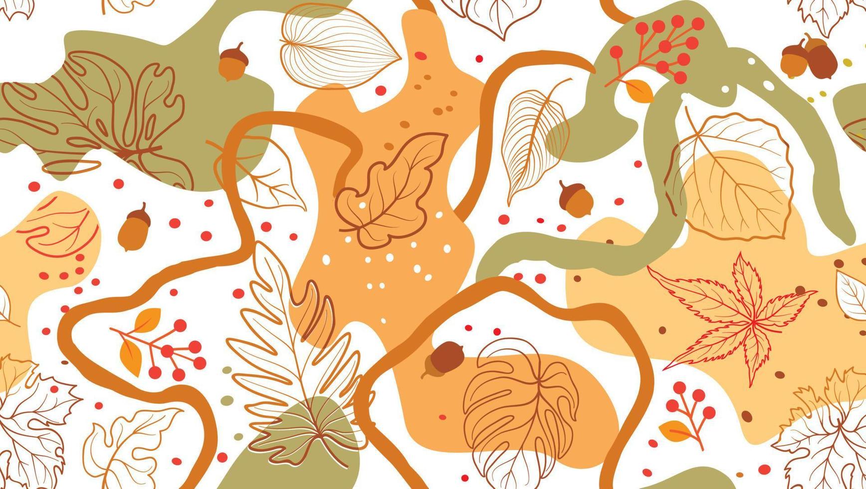 hojas de otoño de patrones sin fisuras. papel tapiz floral de temporada. fondo de naturaleza de hoja de otoño. florecer naturaleza otoño jardín hojas ornamental textura vector