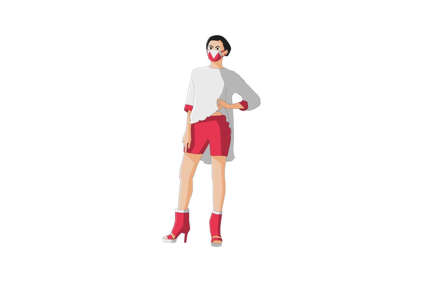 Vector illustration of casual women posing