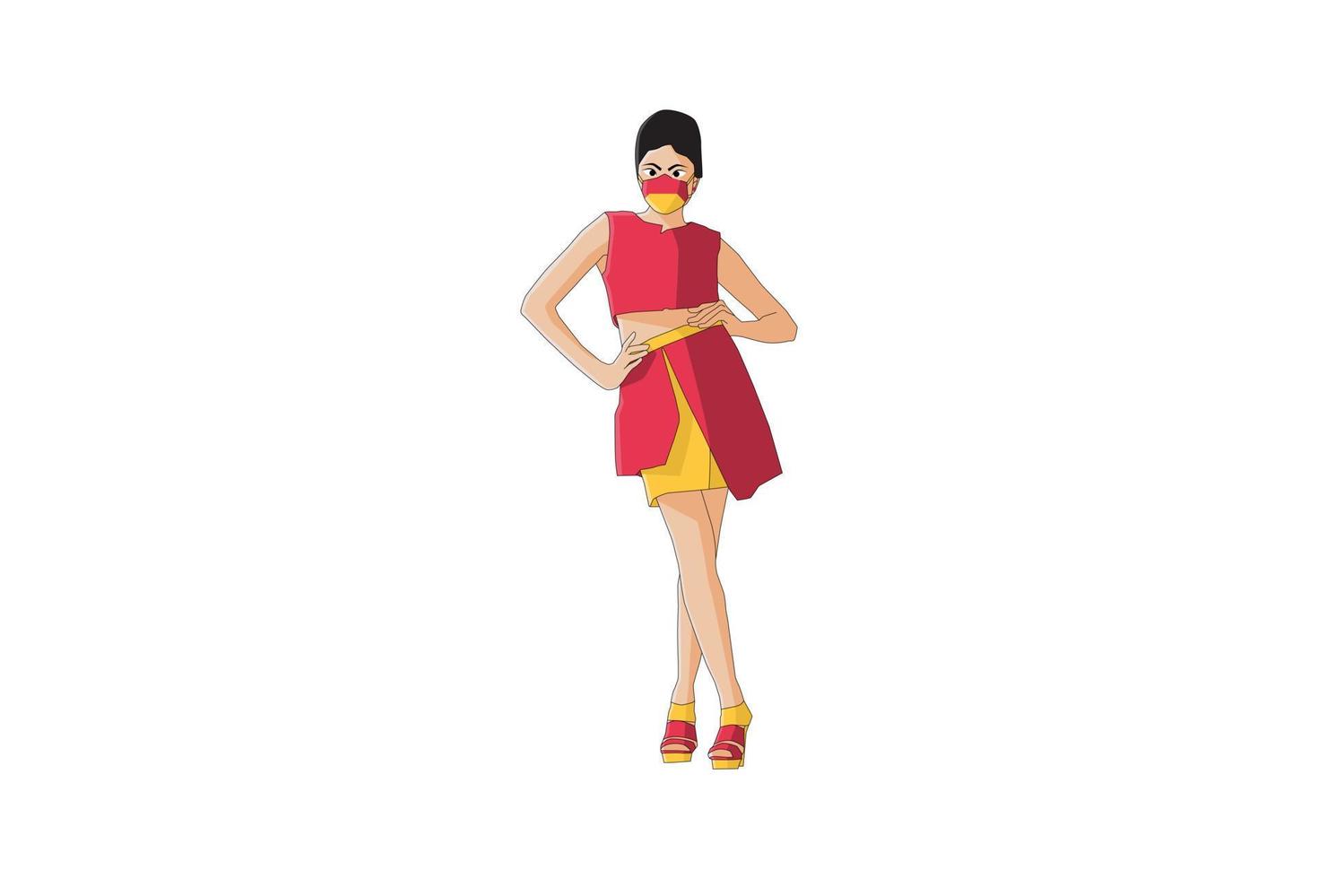 Vector illustration of elegant women posing