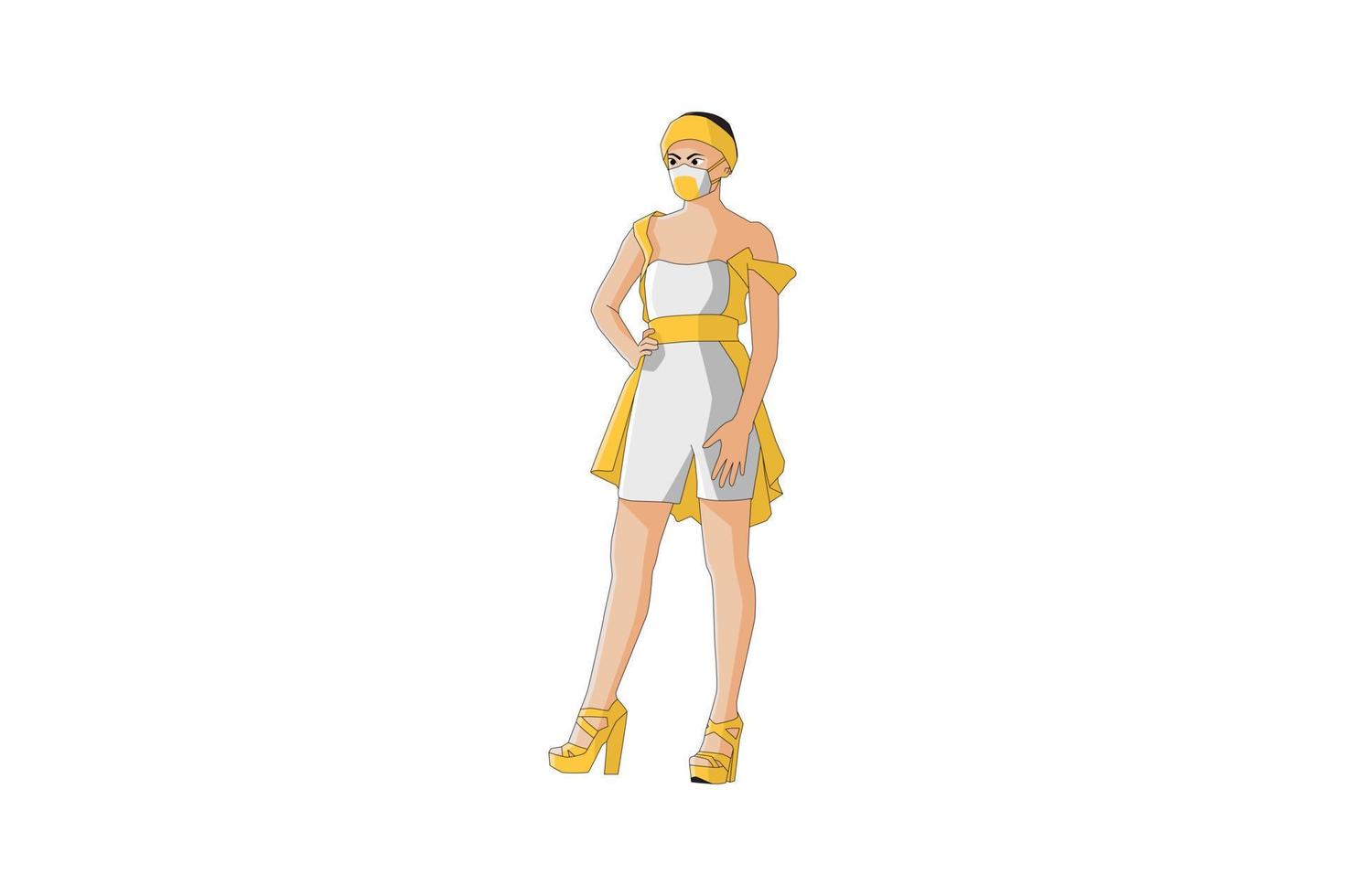 Vector illustration of casual women posing