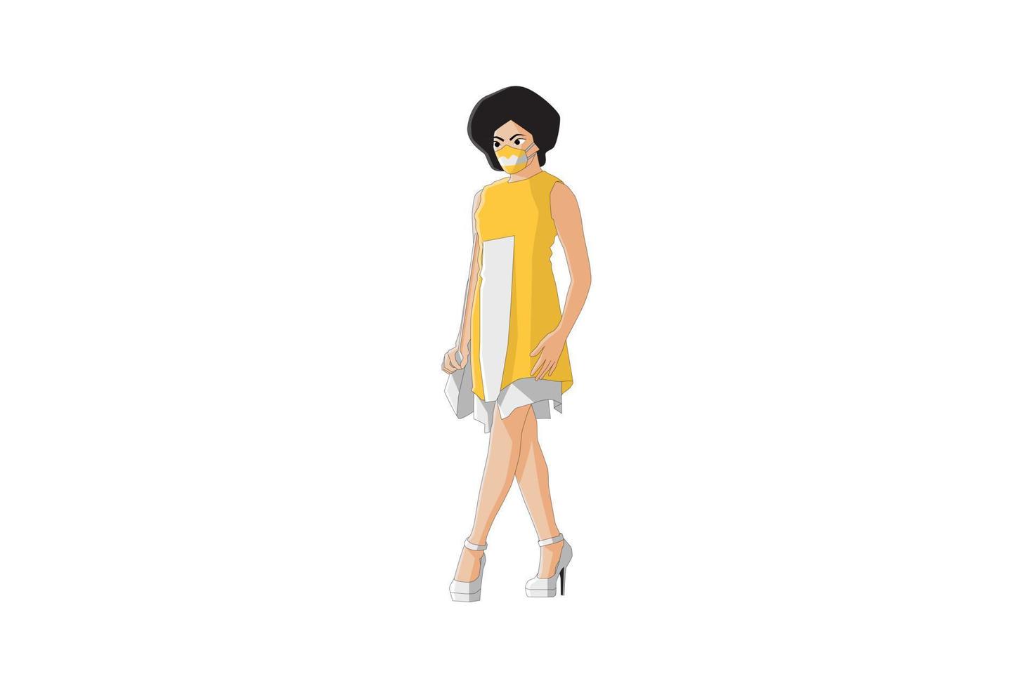 Vector illustration of elegant women walking