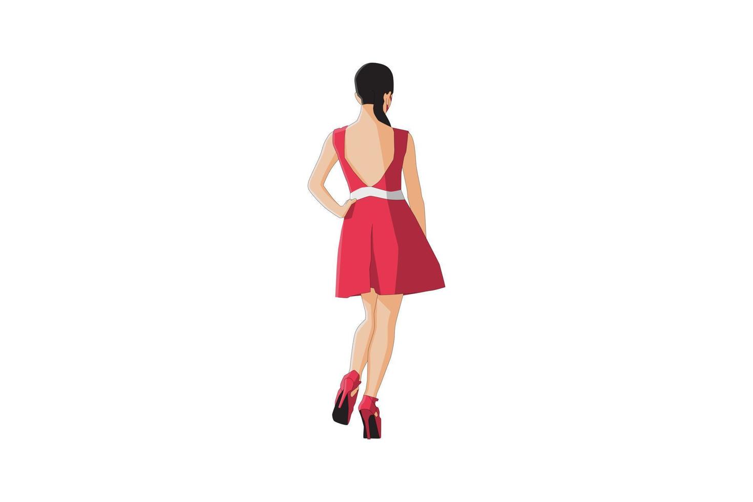 Vector illustration of elegant women walking
