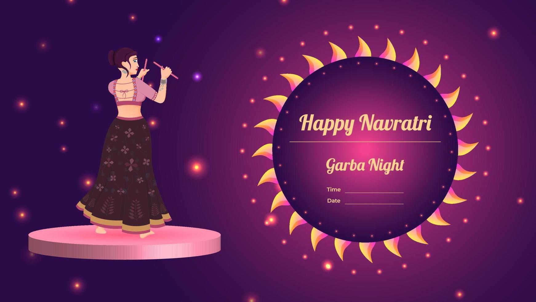 dandiya girl vector banner ilustración, creative dandiya banner vector, feliz navratri.