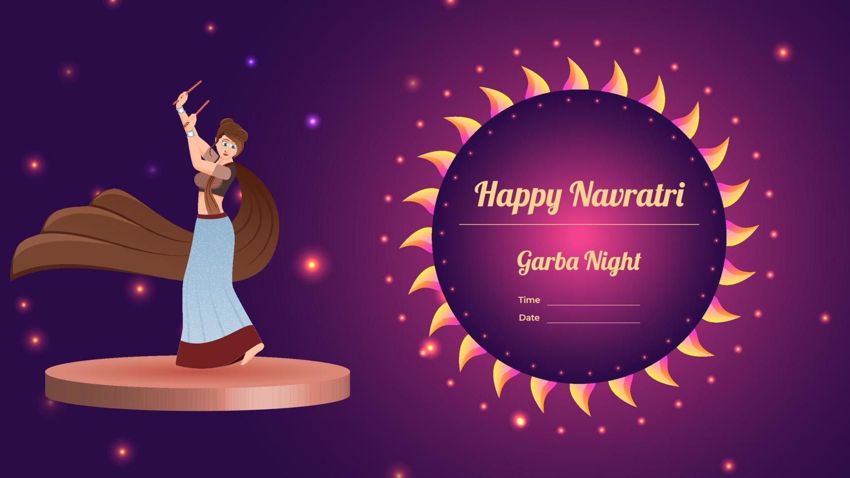 dandiya girl vector banner illustration, creative dandiya banner vector, Happy navratri.