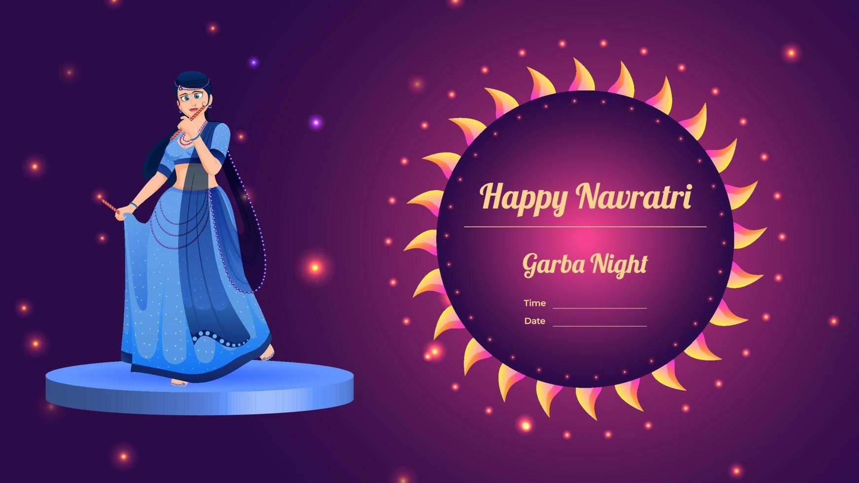 dandiya girl vector banner ilustración, creative dandiya banner vector, feliz navratri.