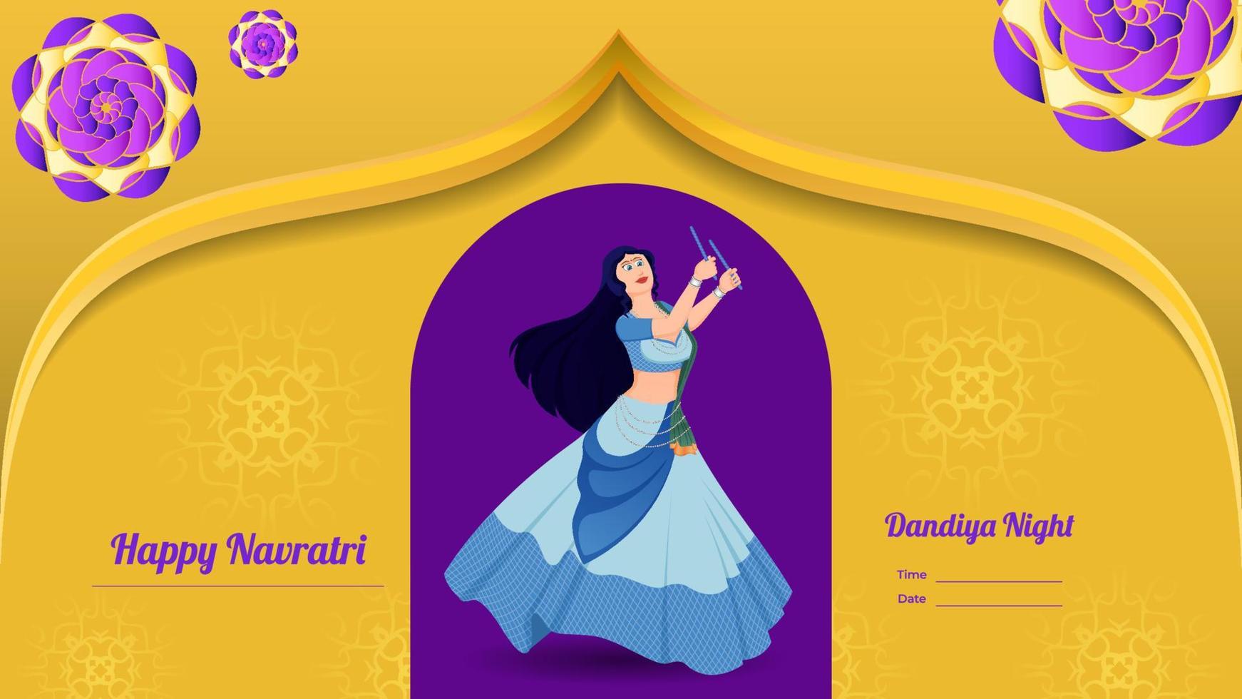 Traditionally dressed girl vector, creative dandiya banner vector, Happy Navratri. vector