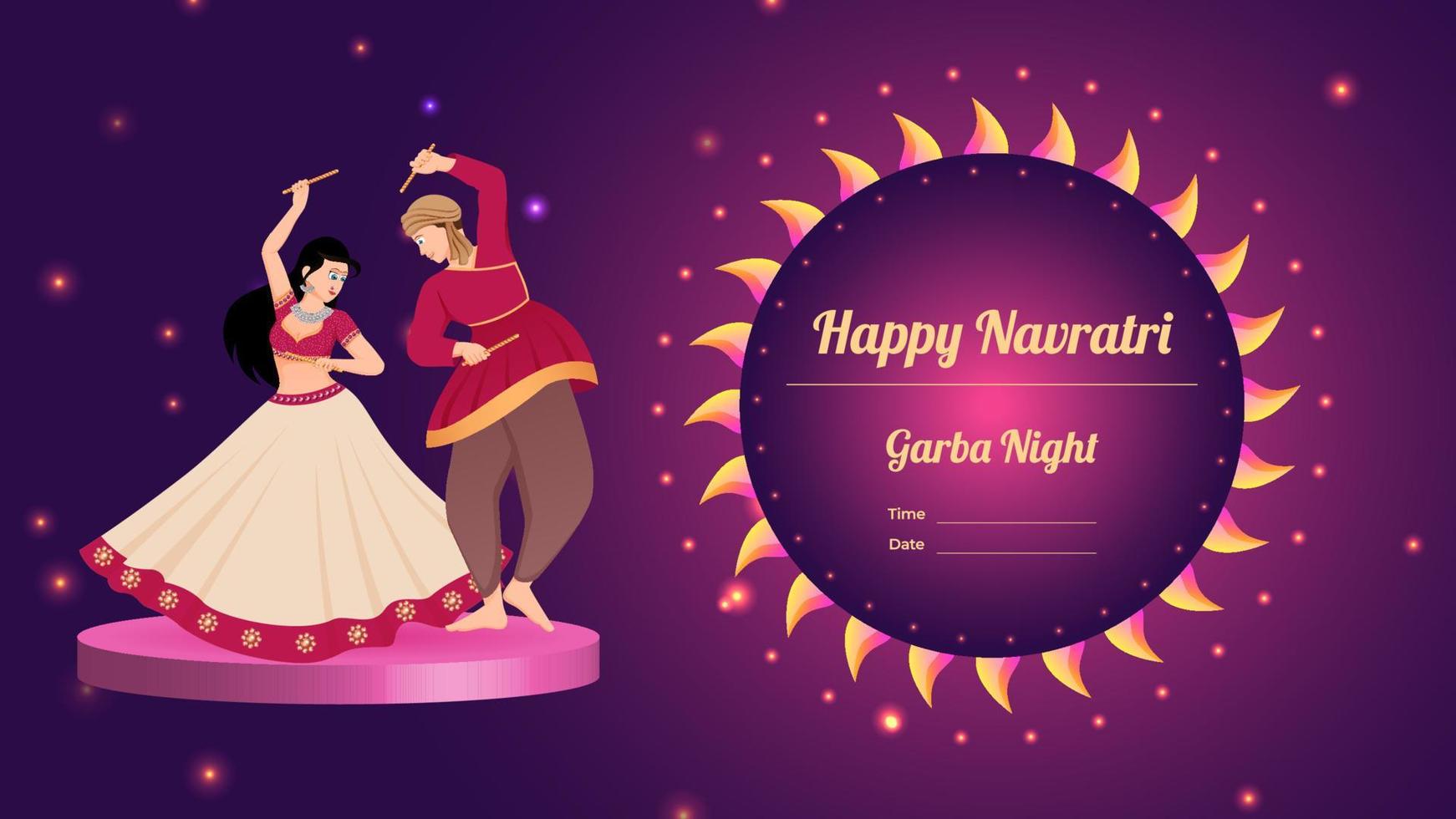 pareja dandiya vector banner, creativo dandiya vector, feliz navratri.