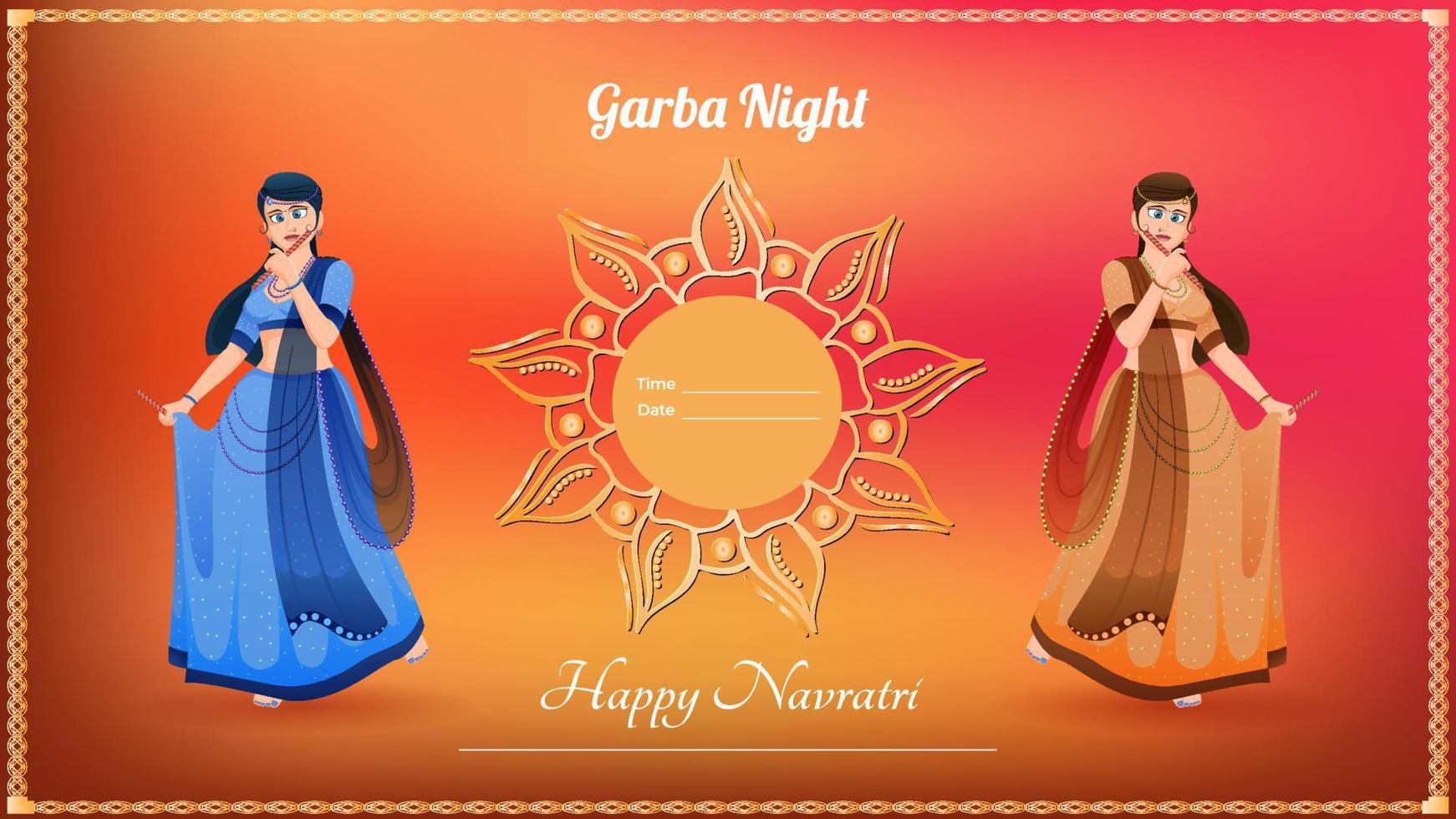 Traditionally dressed girl vector, creative dandiya banner vector, Happy Navratri. vector