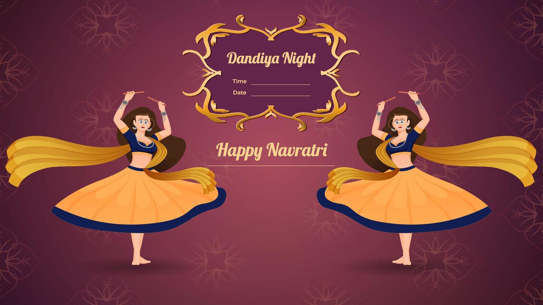 pancarta vectorial dandiya, feliz navratri. vector