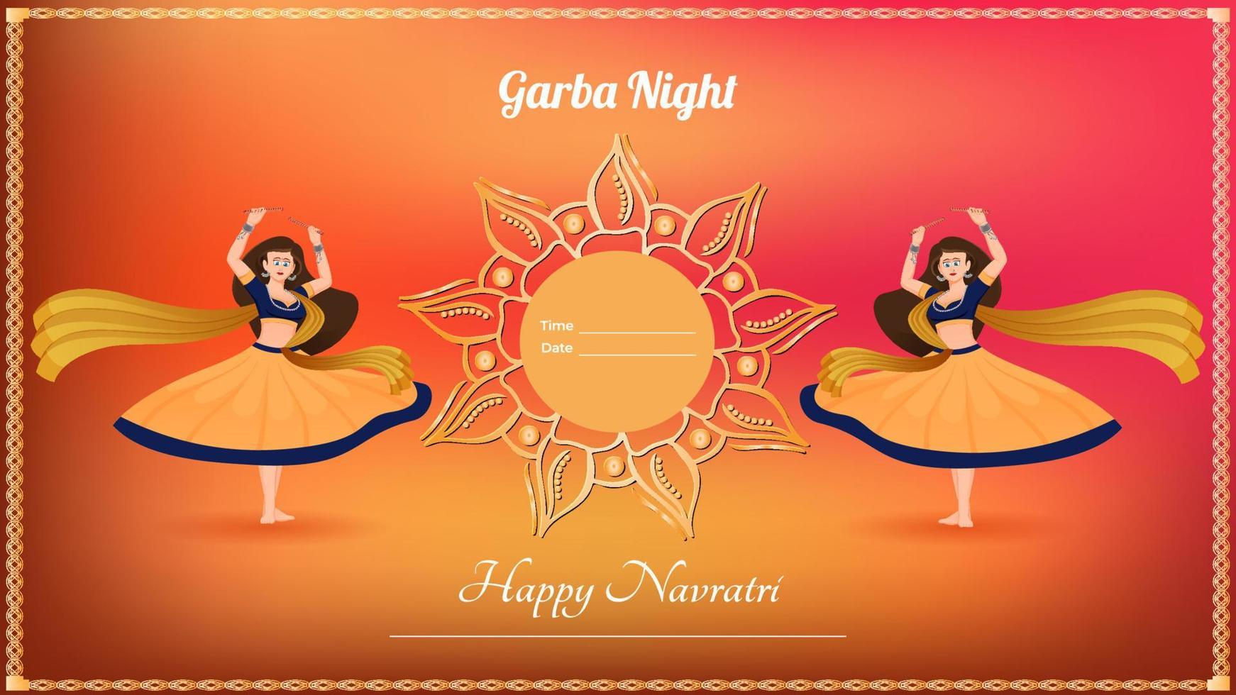 Traditionally dressed girl vector, creative dandiya banner vector, Happy Navratri. vector