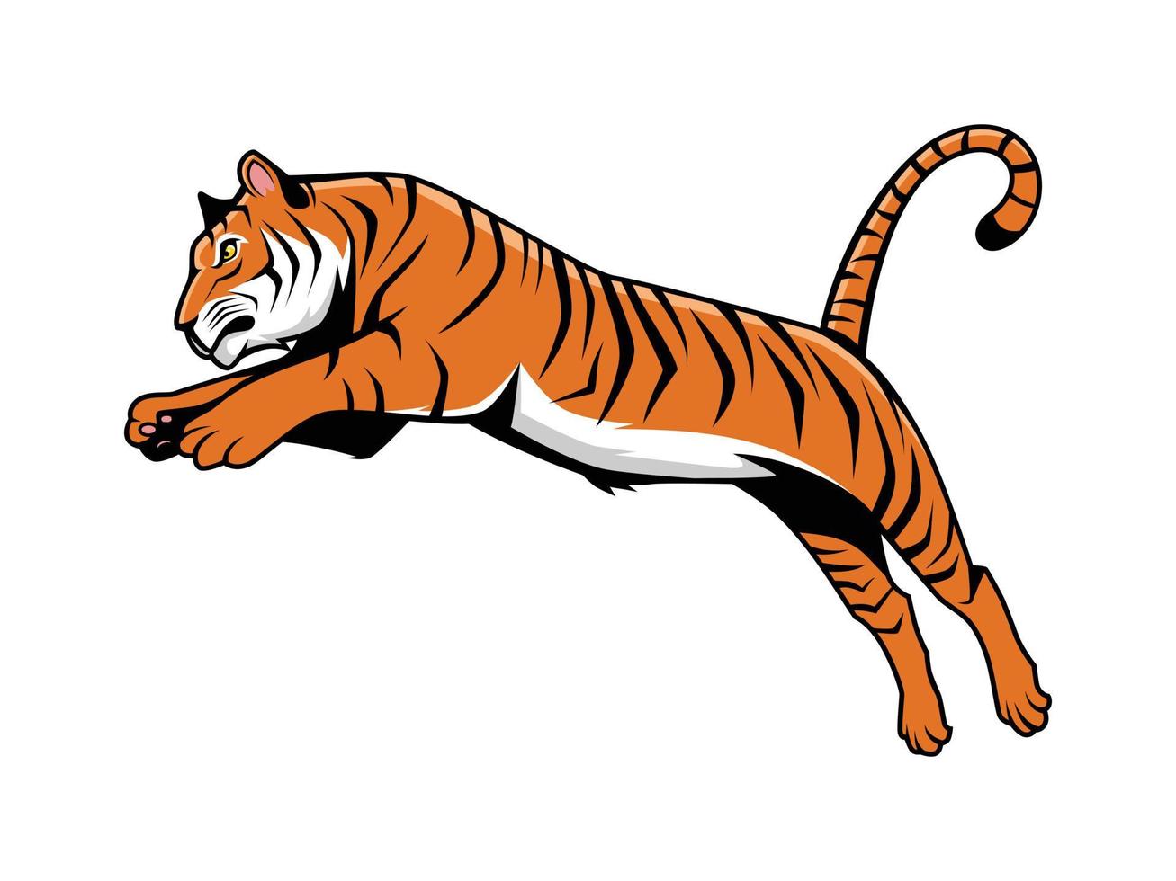 Tiger Jumping Vector Cartoon Illustration