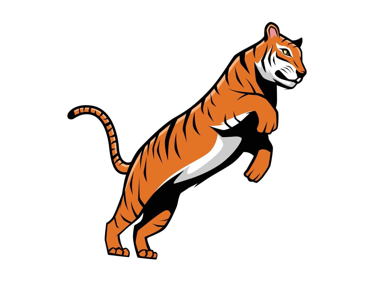 Tiger Jump Vector Cartoon Illustration Mascot Logo Isolated on a White Background