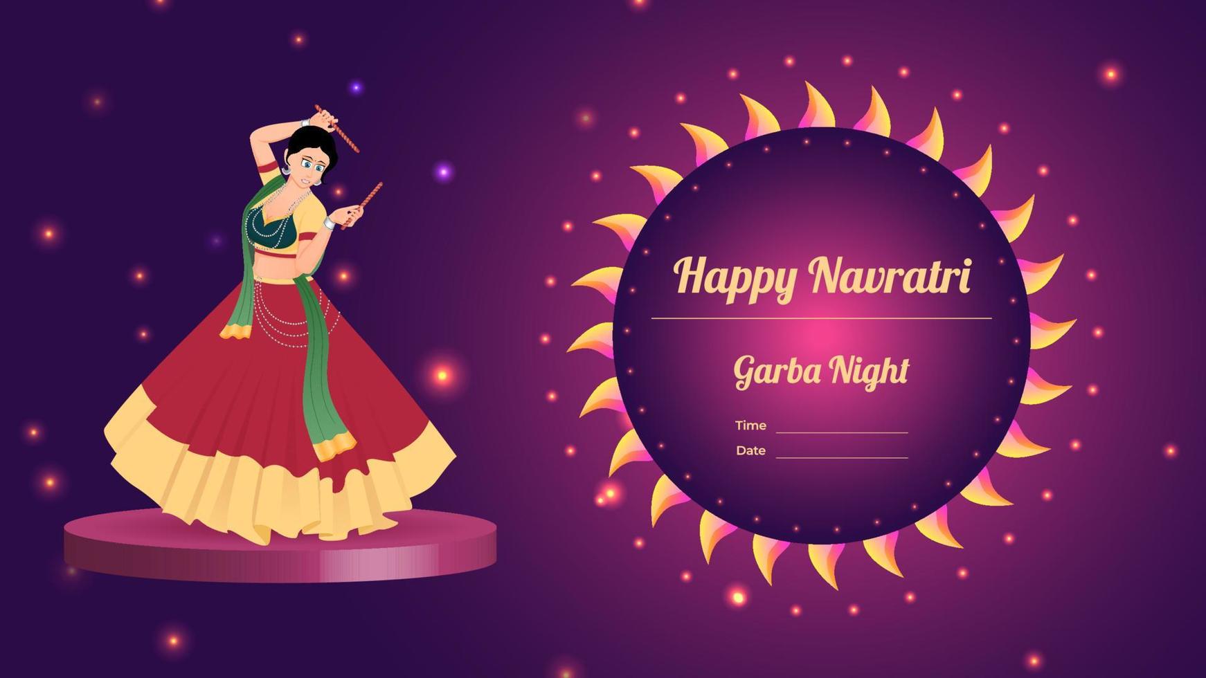 dandiya girl vector banner illustration, creative dandiya banner vector, Happy navratri.