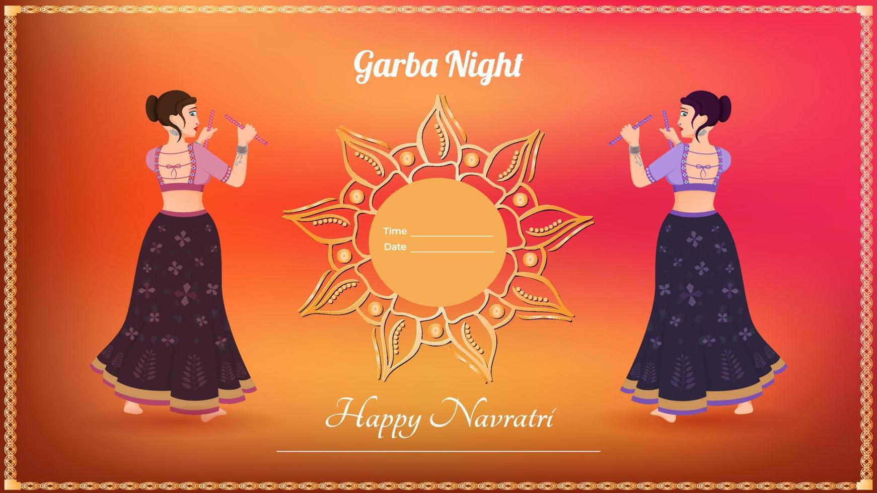Traditionally dressed girl vector, creative dandiya banner vector, Happy Navratri. vector