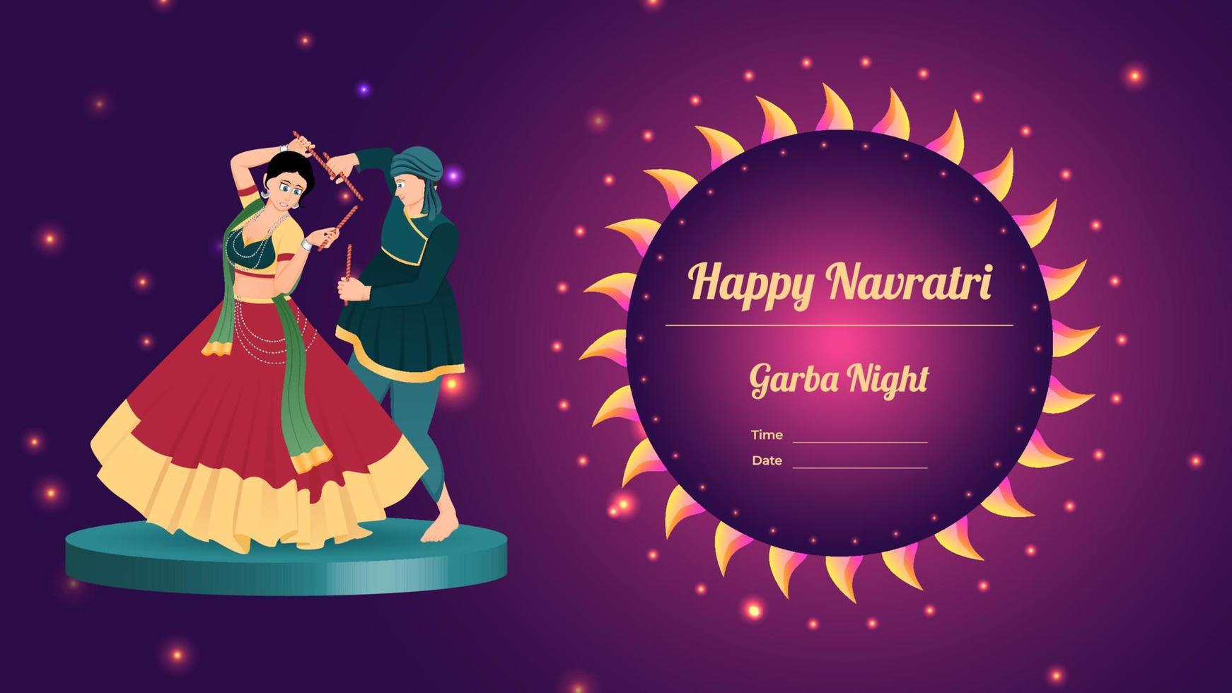 pareja dandiya vector banner, creativo dandiya vector, feliz navratri.