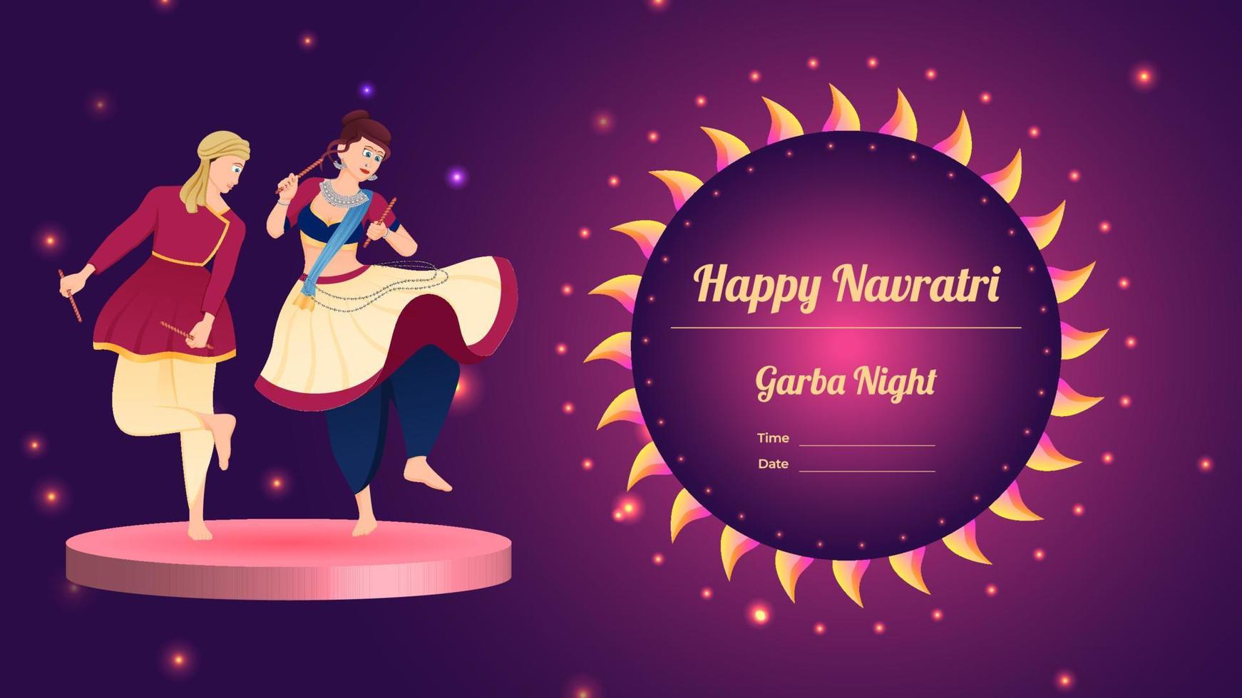 pareja dandiya vector banner, creativo dandiya vector, feliz navratri.