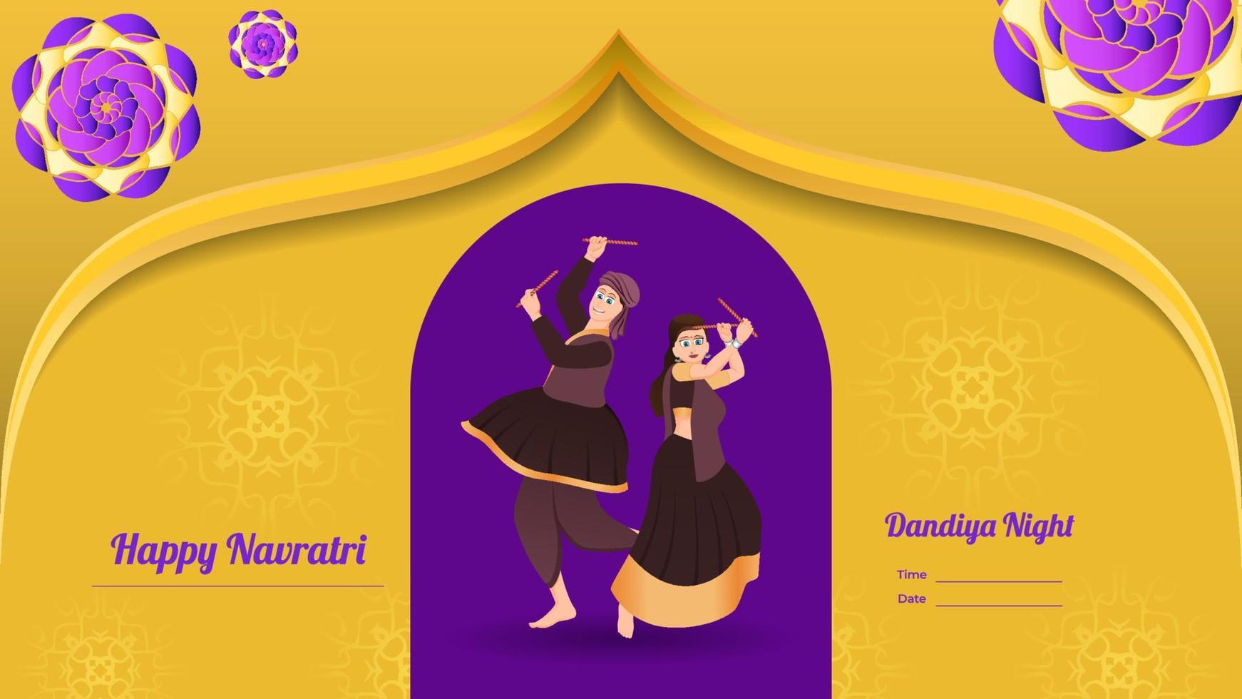 couple dandiya banner vector illustration, happy navratri.