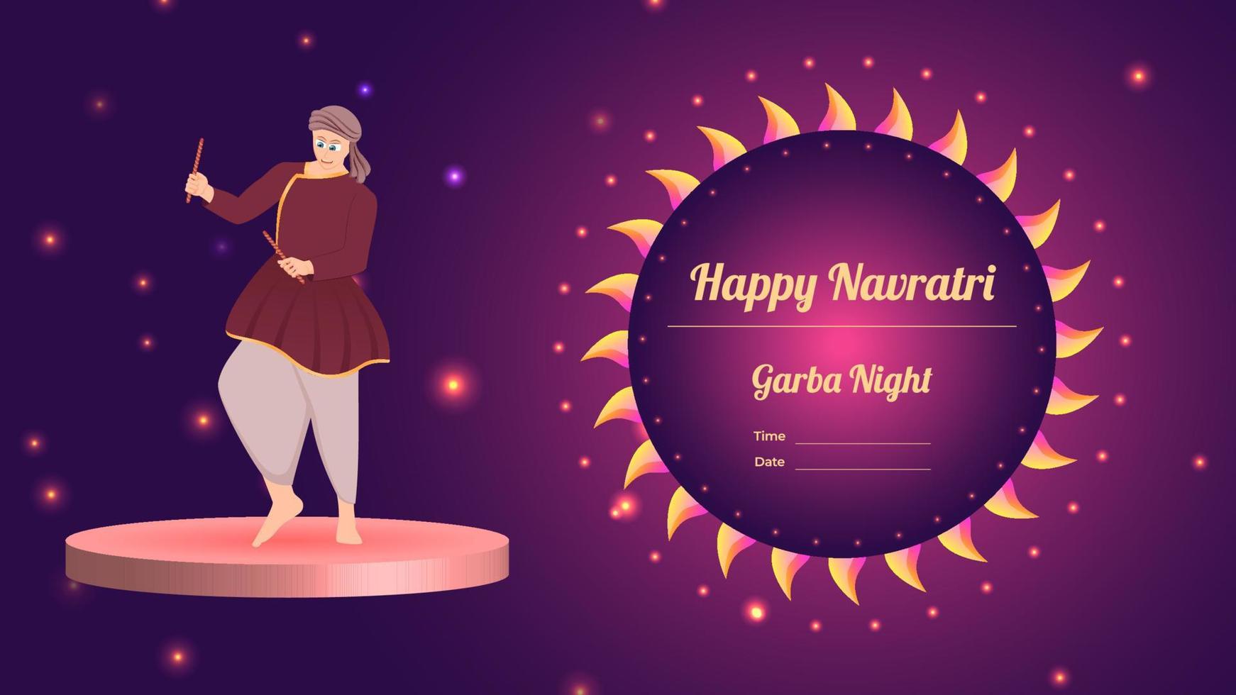 vector dandiya creativo, feliz navratri.