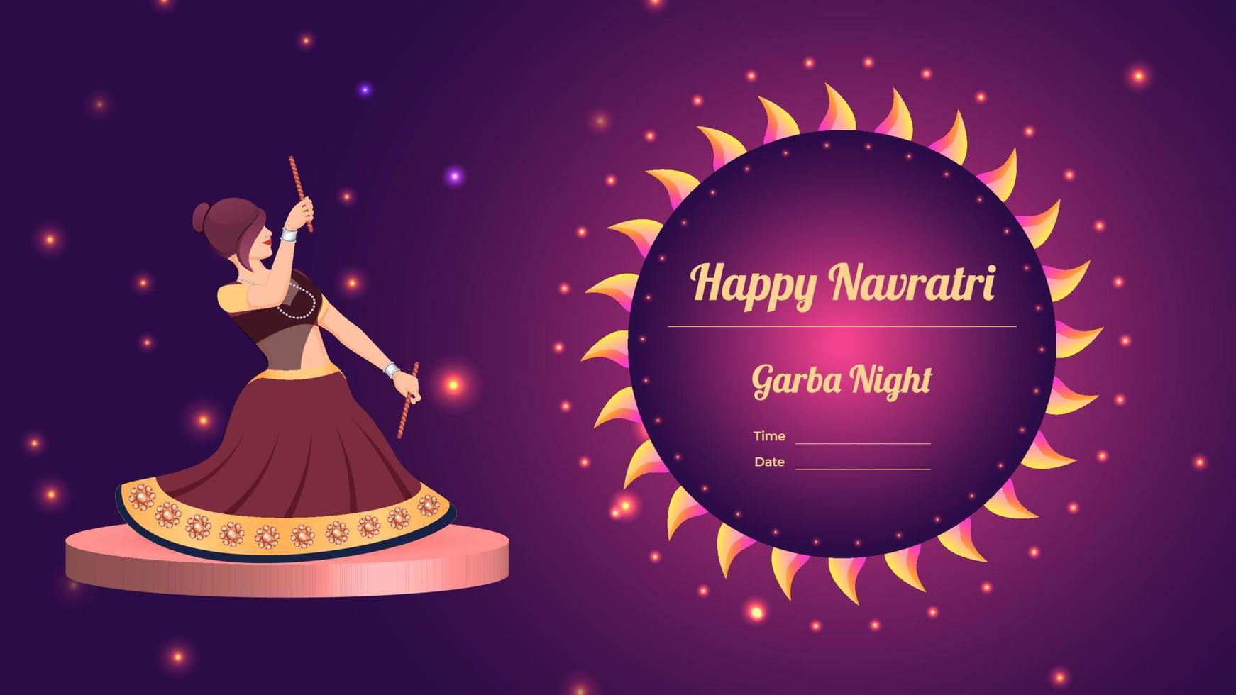 dandiya girl vector banner ilustración, creative dandiya banner vector, feliz navratri.