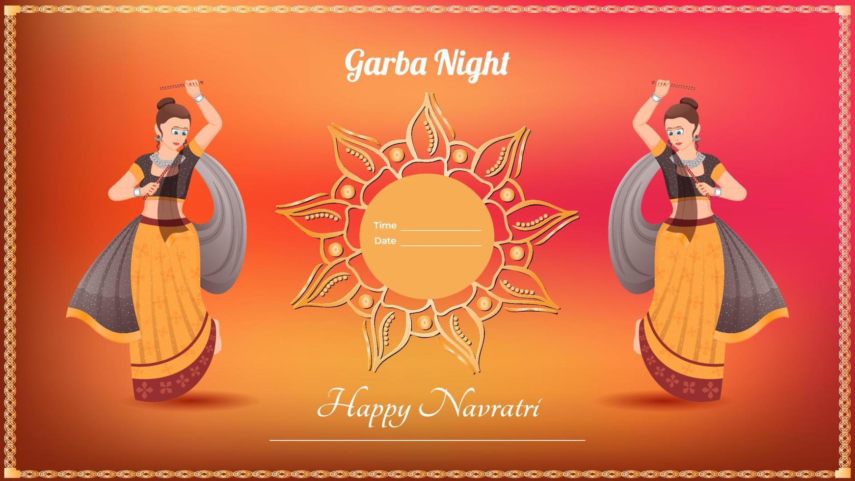 Traditionally dressed girl vector, creative dandiya banner vector, Happy Navratri. vector