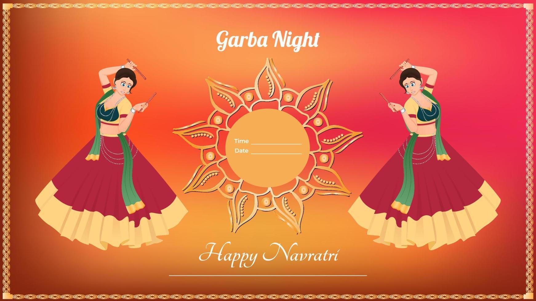 Traditionally dressed girl vector, creative dandiya banner vector, Happy Navratri. vector