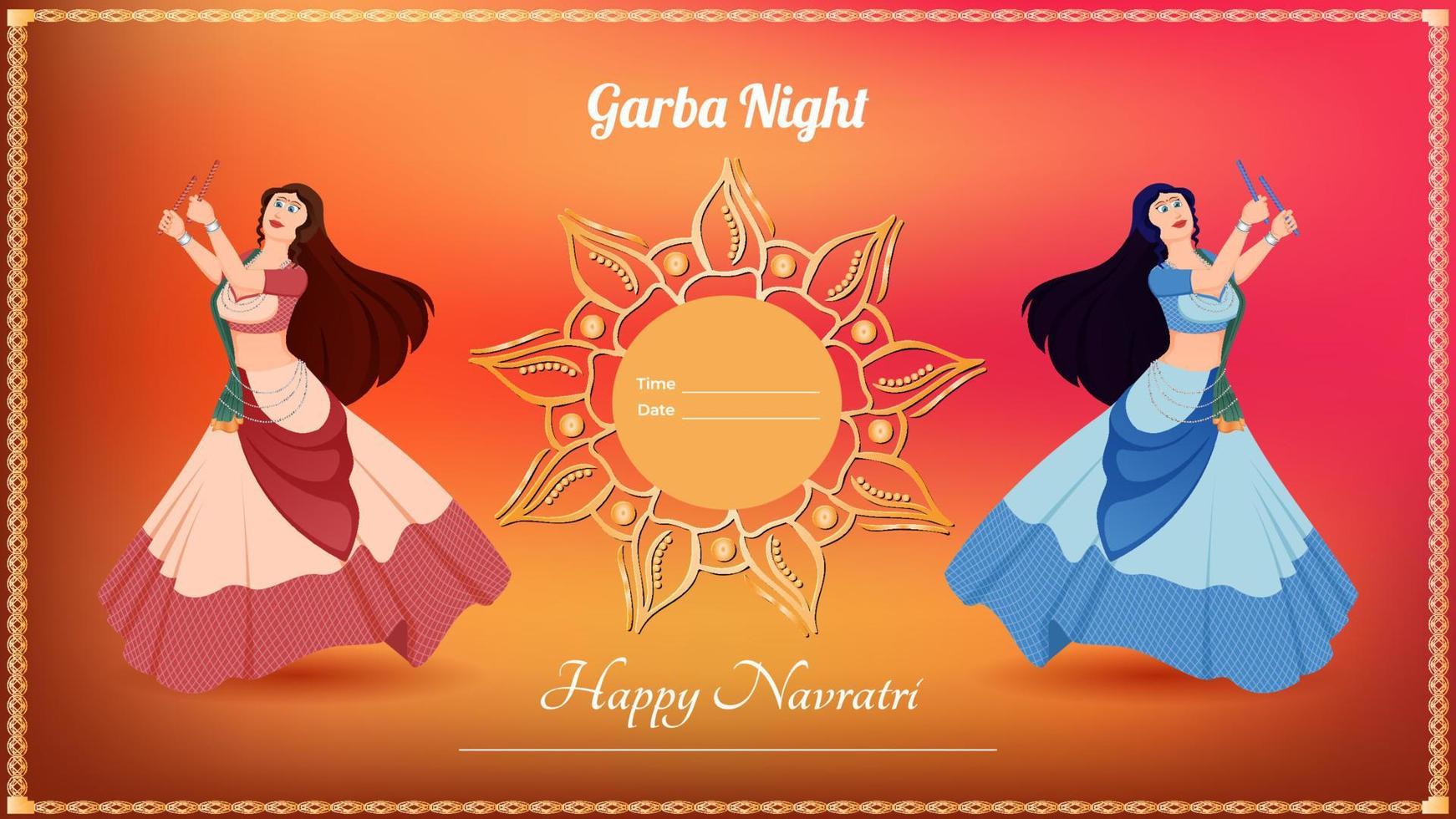 Traditionally dressed girl vector, creative dandiya banner vector, Happy Navratri. vector