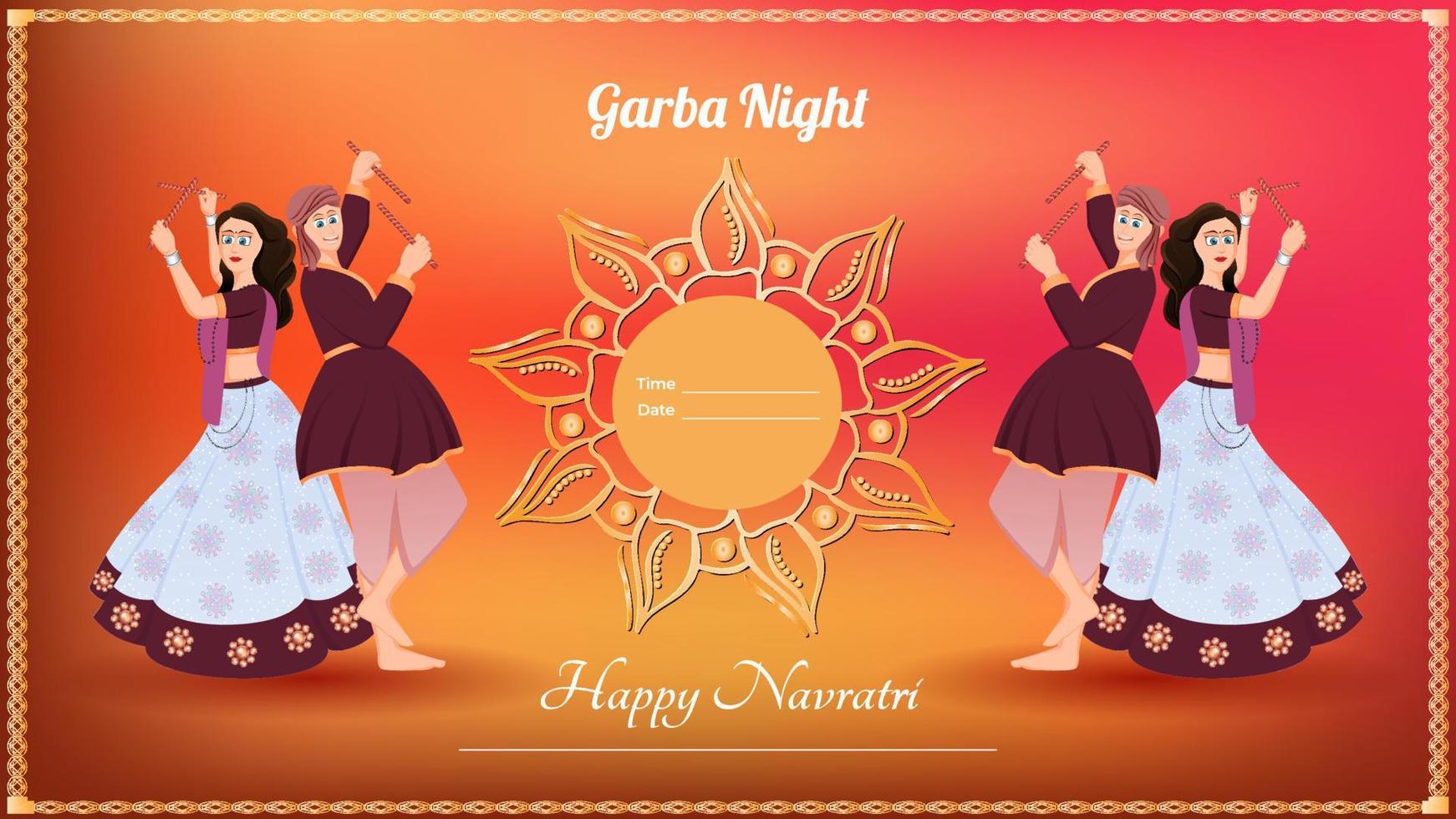 Couple dandiya vector illustration, creative dandiya banner, Happy Navratri.
