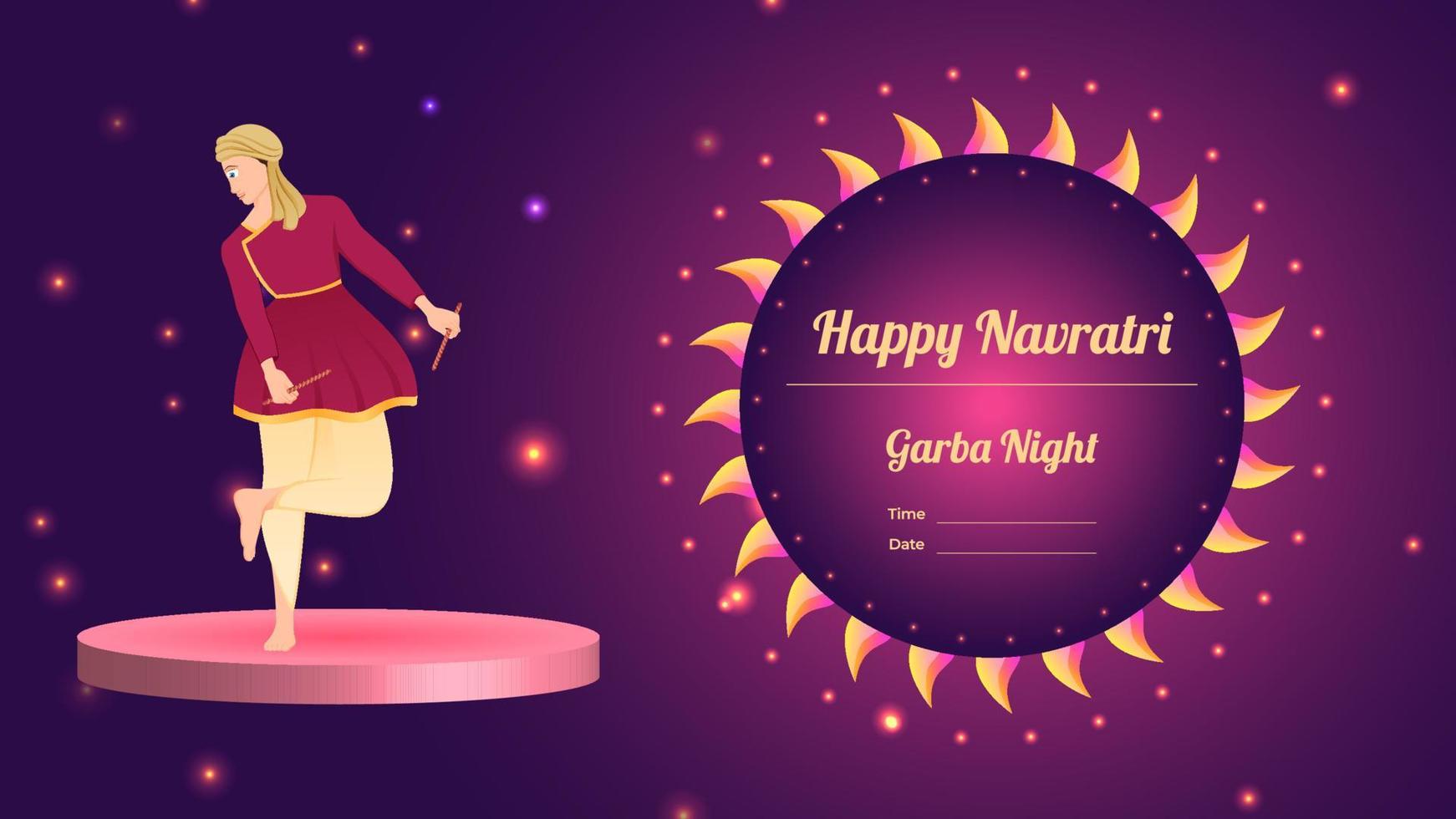 vector dandiya creativo, feliz navratri.