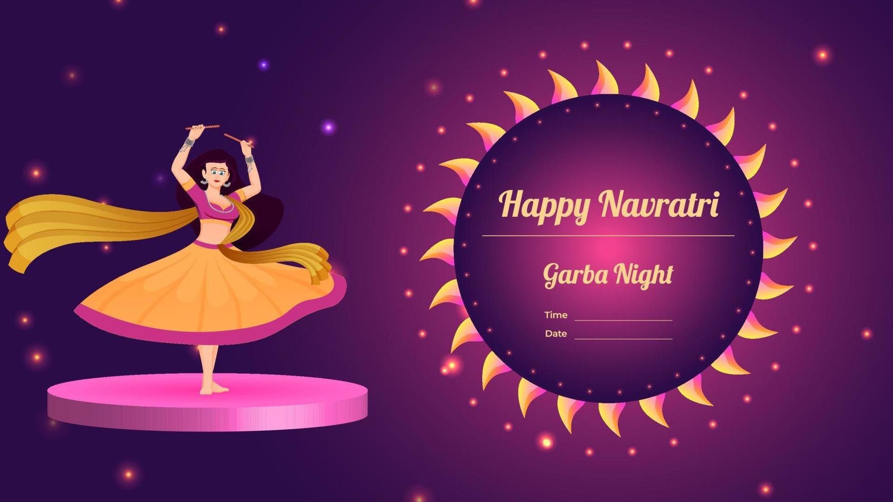 dandiya girl vector banner illustration, creative dandiya banner vector, Happy navratri.