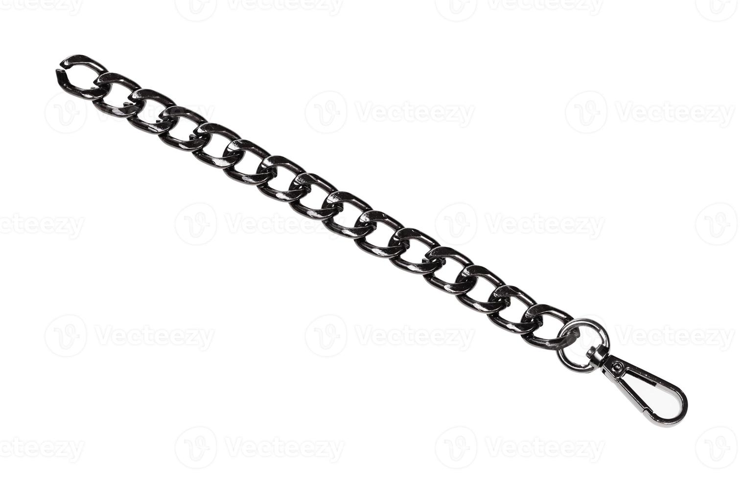 pedazo de cadena negra con mosquetón aislado foto