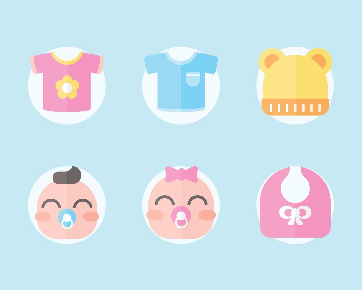 seis iconos de baby shower vector