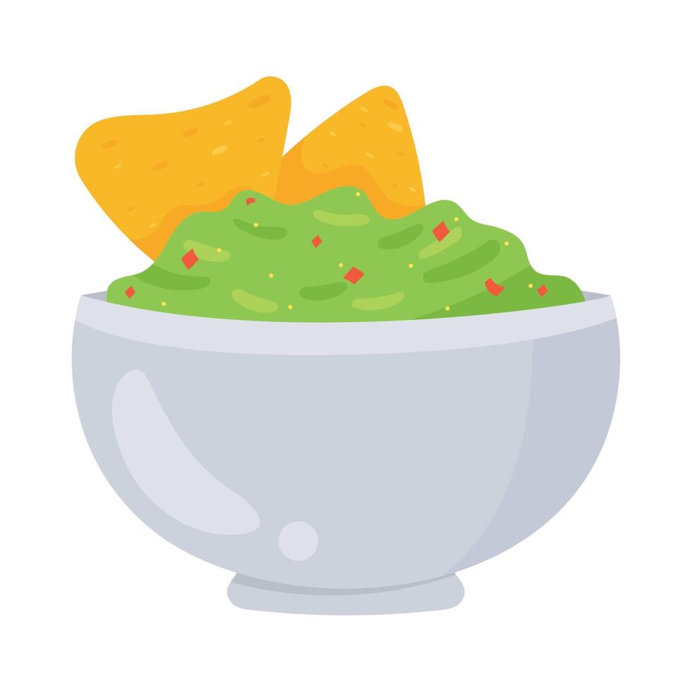 nachos with guacamole sauce vector