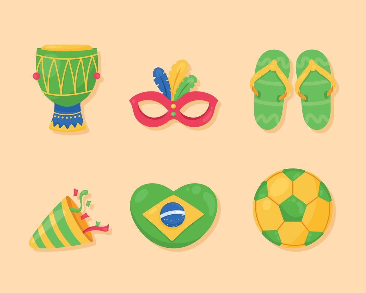 Brazilian culture icons vector