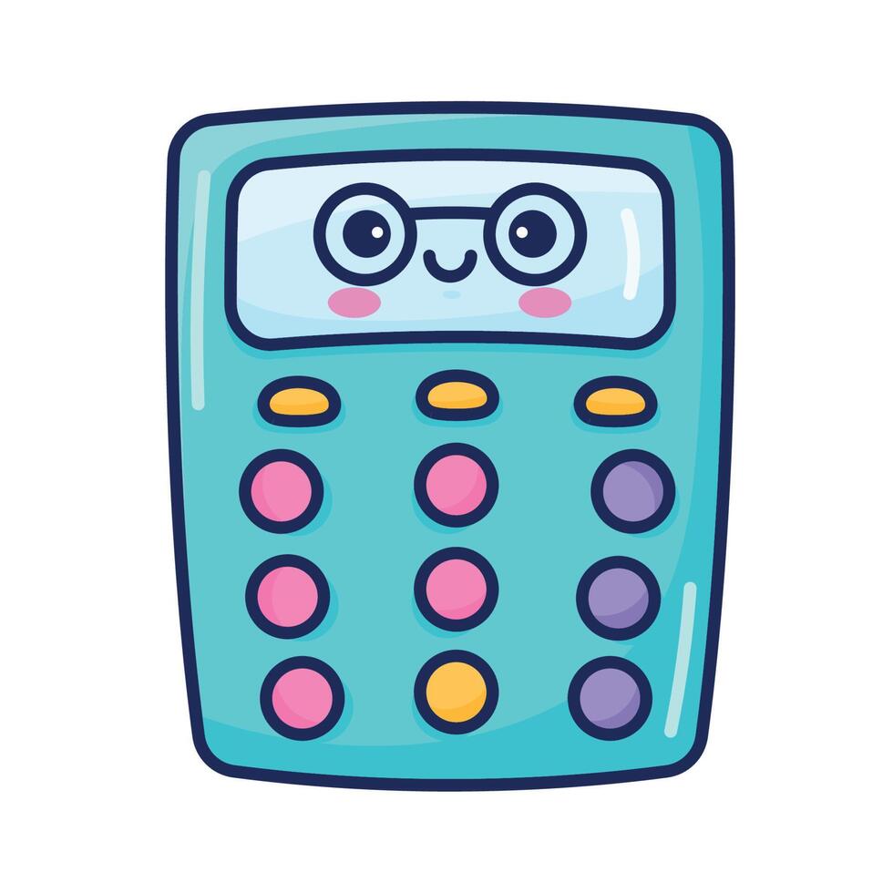 calculator math kawaii style vector