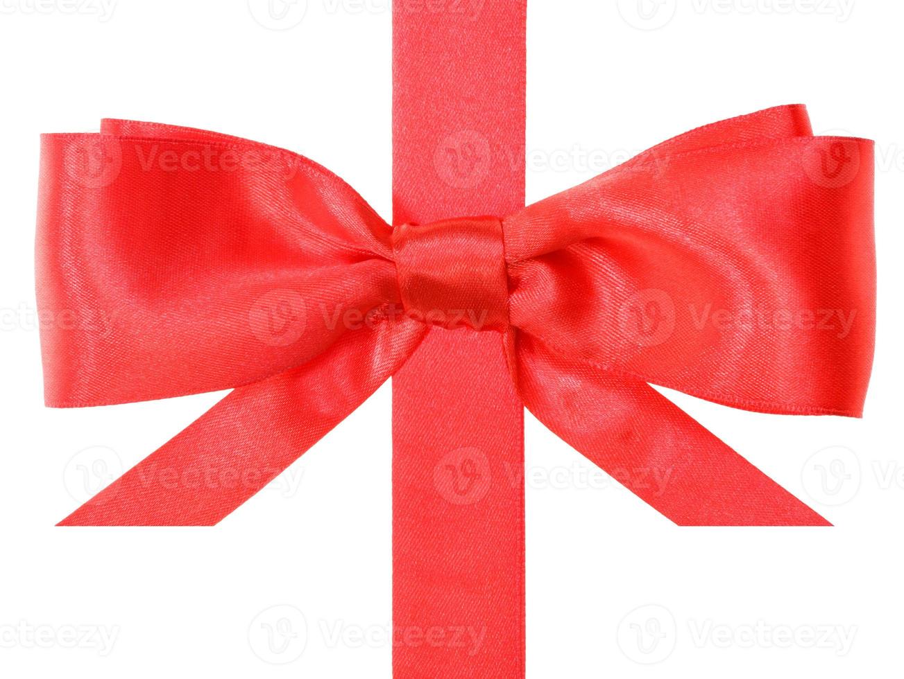 real red bow with horizontal cut ends on ribbon photo