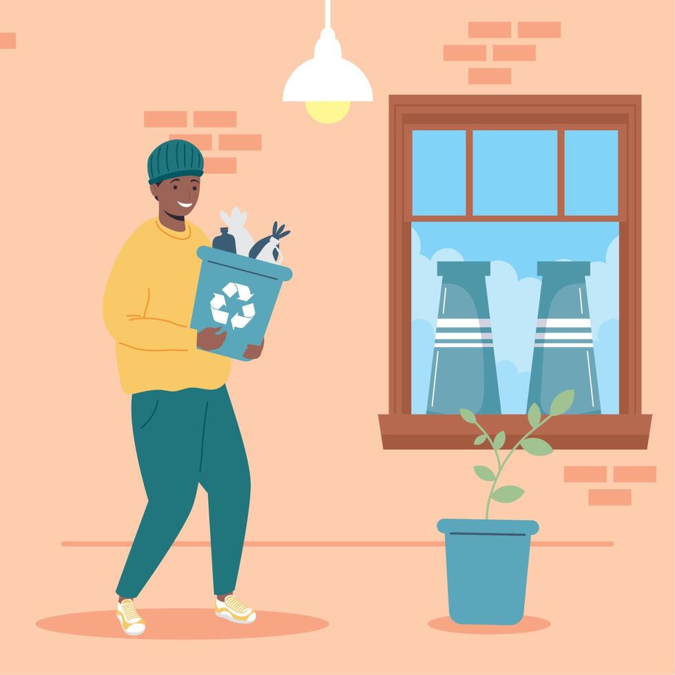 man with a recycle trash vector