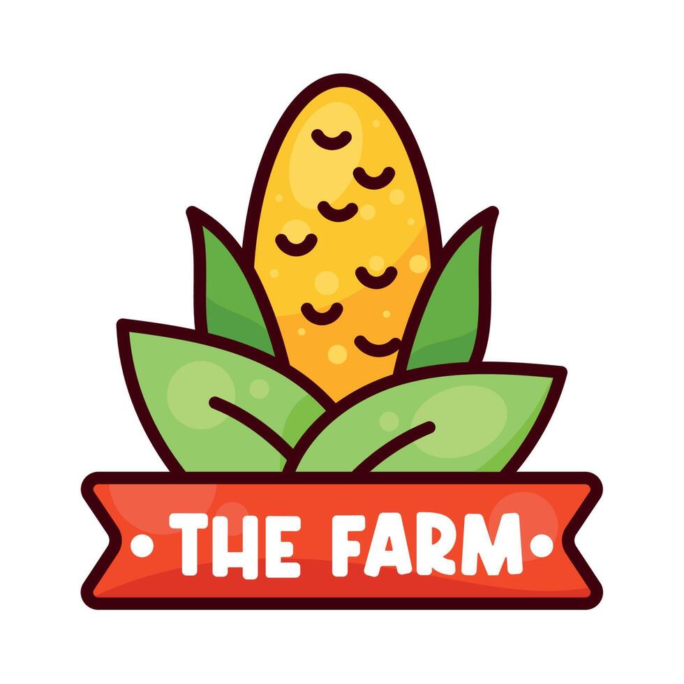farm stamp with corn cob vector