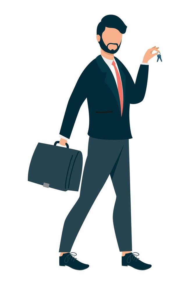 elegant salesman with keys vector