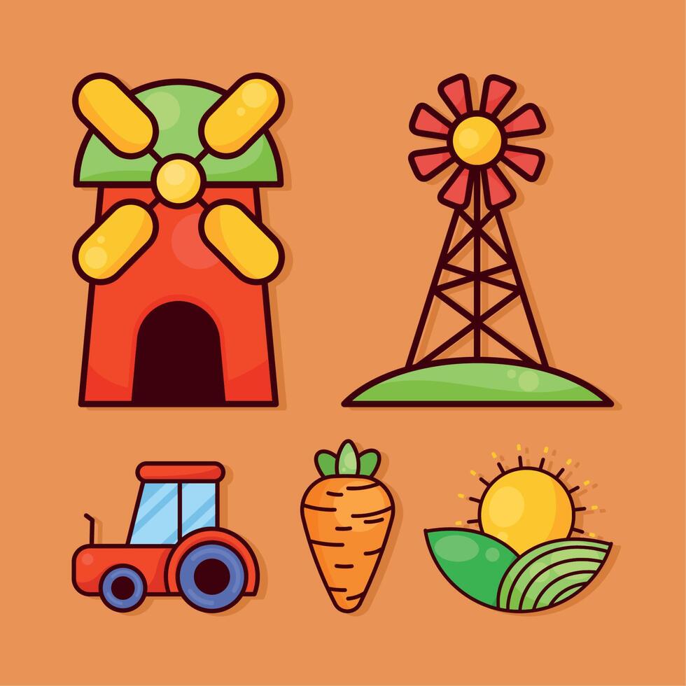 five farm agriculture icons vector