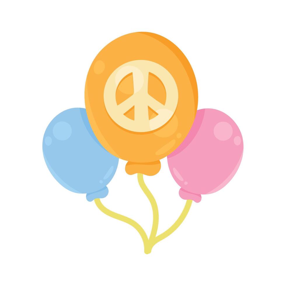 globos de helio con símbolo de paz vector