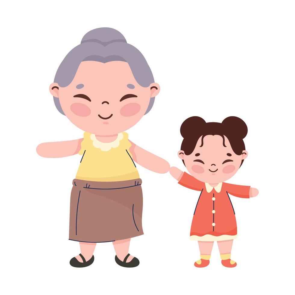 korean grandmother and granddaughter vector